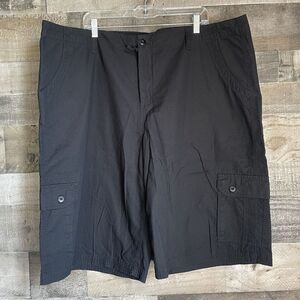 I Jeans by Buffalo Cargo Shorts Mens 46 Black Cotton Flat Front Waffle‎ Knit